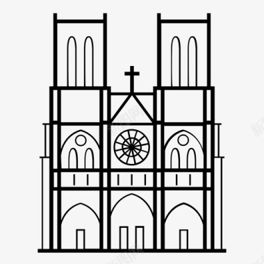 巴黎圣母院大教堂法国圣母院图标图标