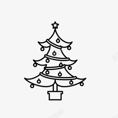 圣诞树装饰冷杉树图标图标