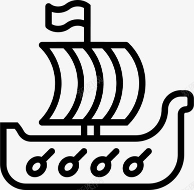 船维京船古董中世纪图标图标