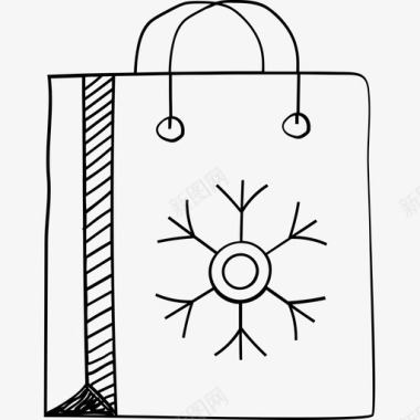 手提袋设计购物袋圣诞购物雪花图标图标