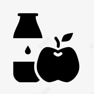 牛奶和苹果瓶子饮食图标图标