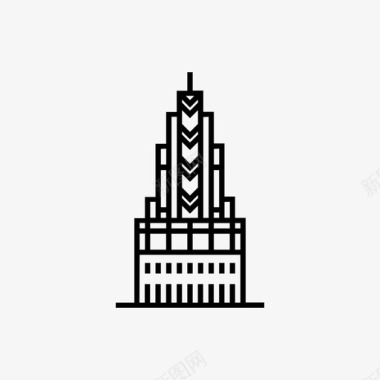 装饰艺术塔建筑城市图标图标
