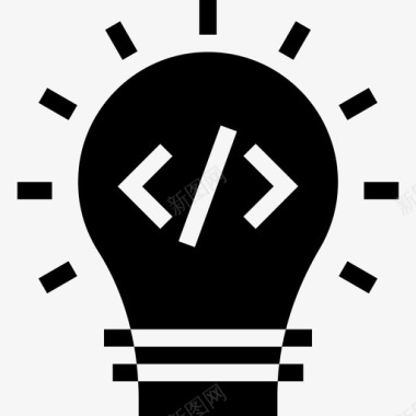 编码编码思想灯泡代码图标图标