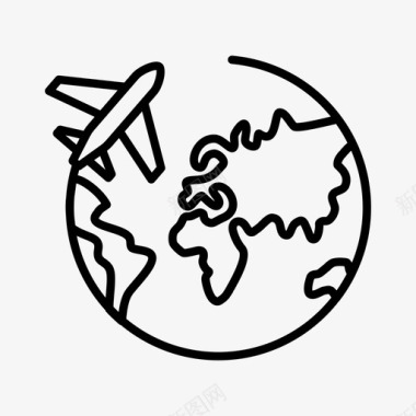 环游世界飞机地球图标图标