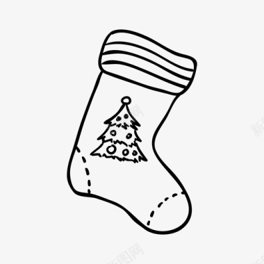 圣诞袜圣诞树袜子图标图标