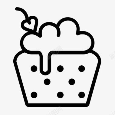 纸杯蛋糕面包店樱桃图标图标