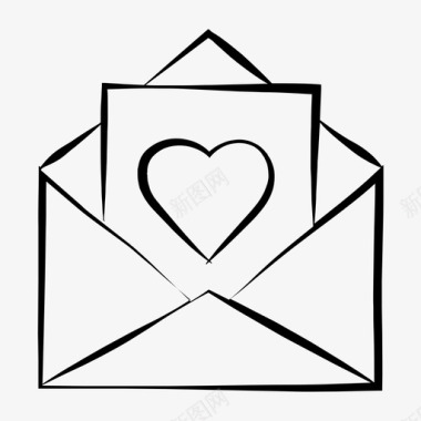 情人节的情书情书信封手绘图标图标