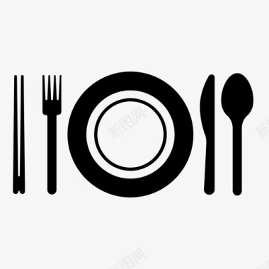 餐盘摆放筷子叉子图标图标