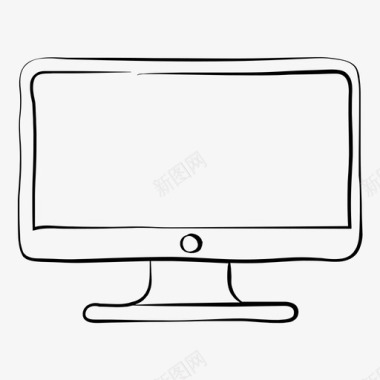 显示器电脑屏幕手绘图标图标