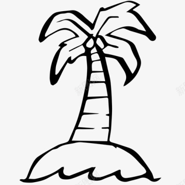 荒岛海滩椰子图标图标