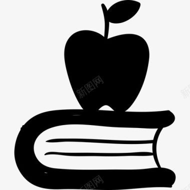 手绘苹果片书上的苹果教育手绘教育图标图标