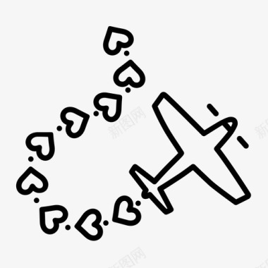 蜜月飞机爱情图标图标