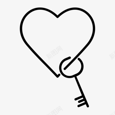 心与键爱情人节图标图标