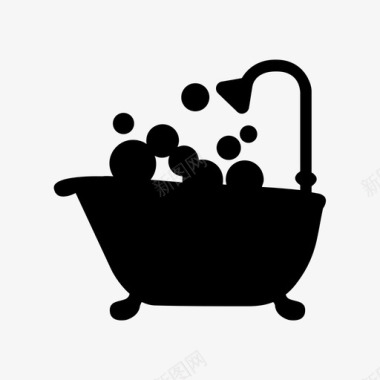 浴缸淋浴洗澡图标图标