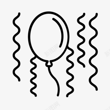 彩带彩带气球生日图标图标