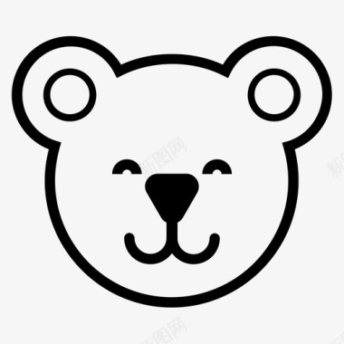 白熊熊动物熊脸图标图标