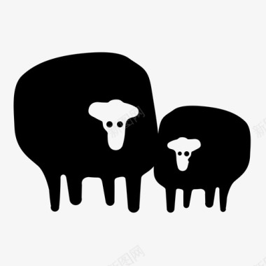 两个稻穗羊两个图标图标