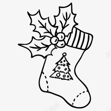 圣诞袜圣诞树槲寄生图标图标