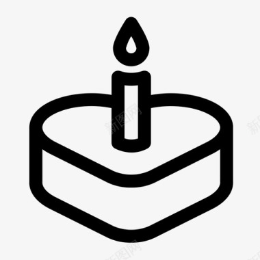 心形蛋糕蜡烛爱情图标图标