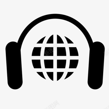世界音乐耳机地球仪图标图标