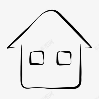 房屋建筑手绘图标图标