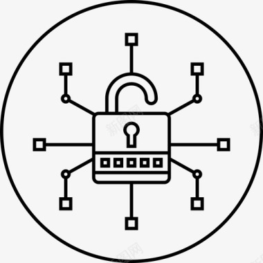 不安全数据泄露锁网络图标图标