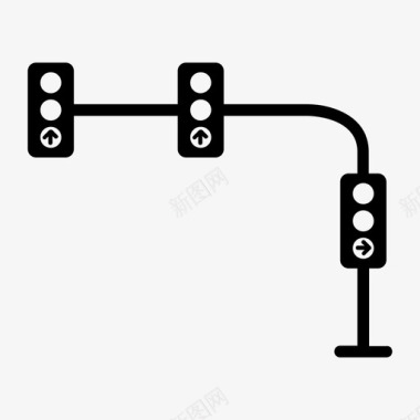 红绿配色背景双向红绿灯右转标志图标图标