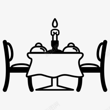 浪漫晚餐蜡烛食物图标图标