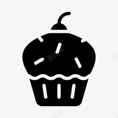 纸杯蛋糕樱桃松饼图标图标