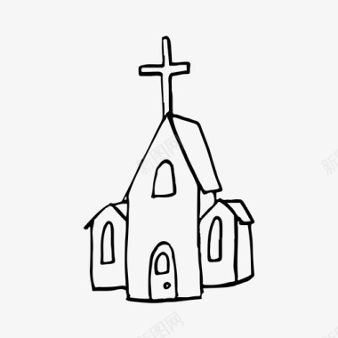 教堂手绘插图图标图标