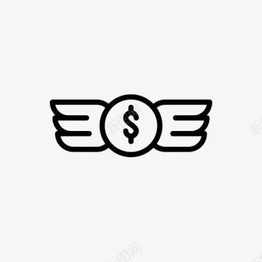 翅膀硬币有翅膀现金飞行图标图标