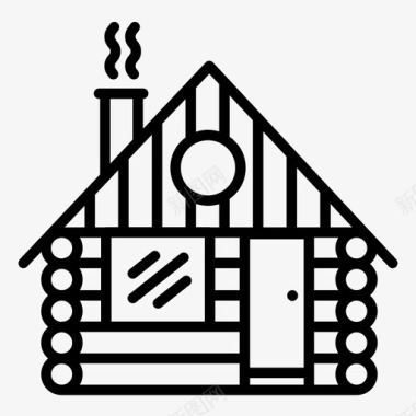 冬季热饮木屋野营房屋图标图标
