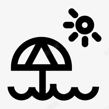 晴天沙滩雨伞图标图标
