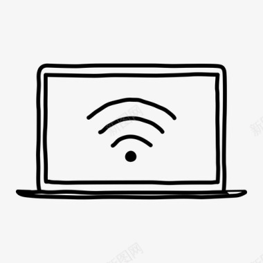 WiFi信号笔记本电脑无线信号设备手绘图标图标