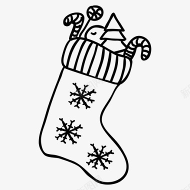 圣诞袜雪花袜子图标图标