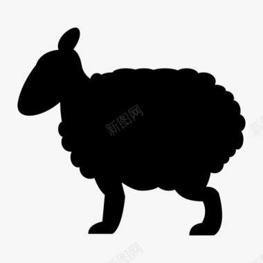 黑色背景绵羊动物黑色图标图标