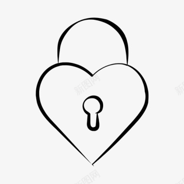 心锁手绘爱情图标图标