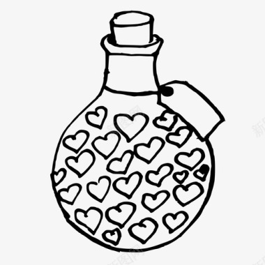 爱情药水瓶子手绘图标图标