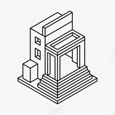 等距建筑建筑砌块等距图标图标