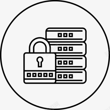 SEO和网络数据安全数据库锁图标图标