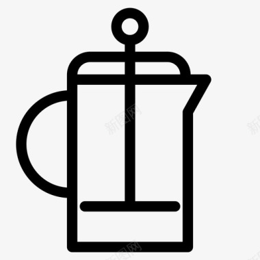 法式印刷机咖啡咖啡因图标图标