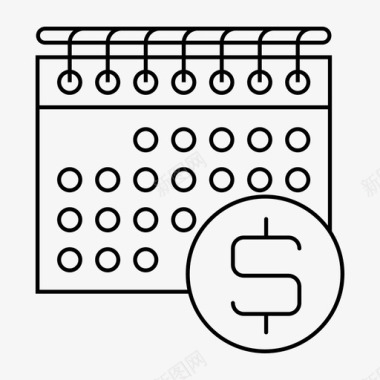日历免费矢量日历日期美元图标图标