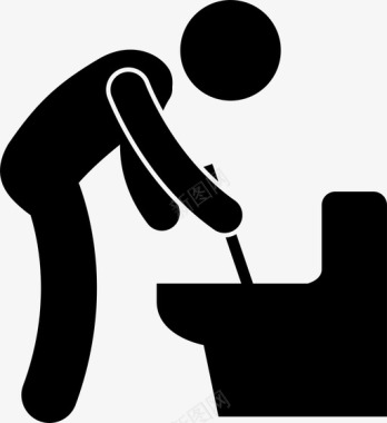 脏污柱塞式马桶刷洗清洁图标图标