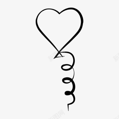 心形气球手绘爱情图标图标