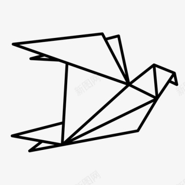 折纸鸟动物苍蝇图标图标