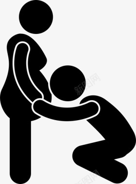 丈夫在妻子子宫里听婴儿家庭胎儿图标图标