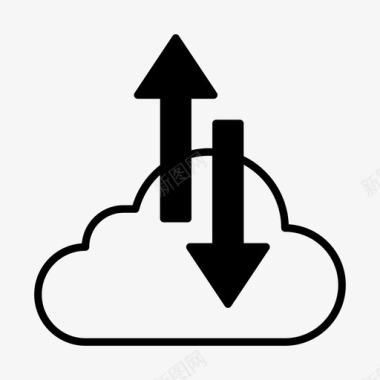 实心欧式箭头云同步箭头网络图标图标