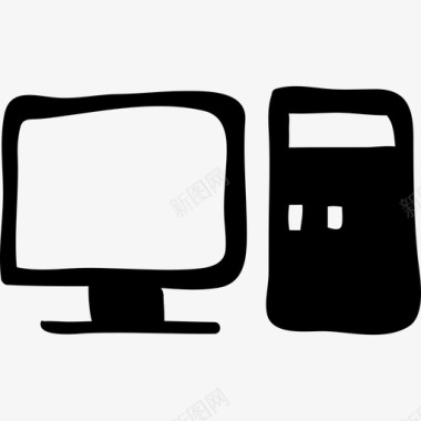 电脑和显示器手绘工具手绘教育图标图标