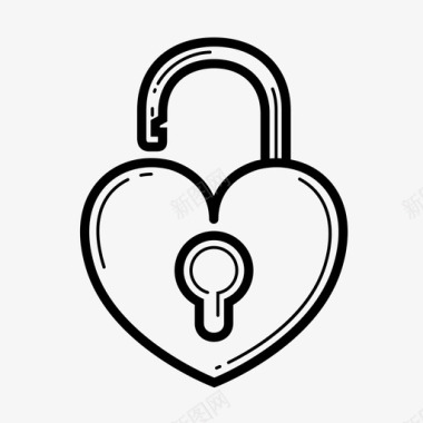 打开锁情人节爱的钥匙打开的心图标图标