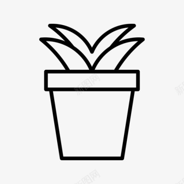 多汁室内植物盆栽图标图标